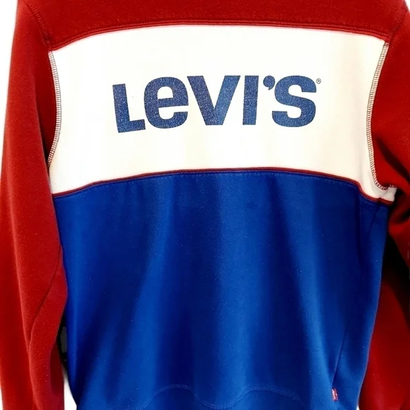 Levi’s Colorblock Sweatshirt Retro Red/Navy Medium - Picture 2 of 10